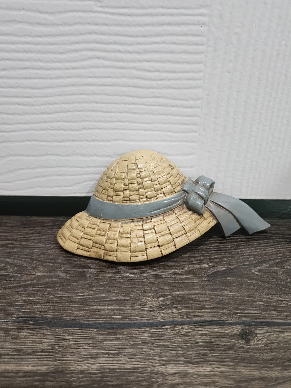 Vintage 1987 Burwood Faux Straw Hat Wall Decor, Set Of 3 Blue Ribbon Sun Bonnet